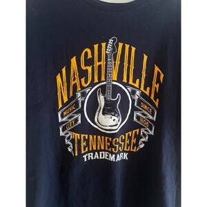 Nashville Tennessee Music City Guitar Graphic T-Shirt Gildan Softstyle XL Navy